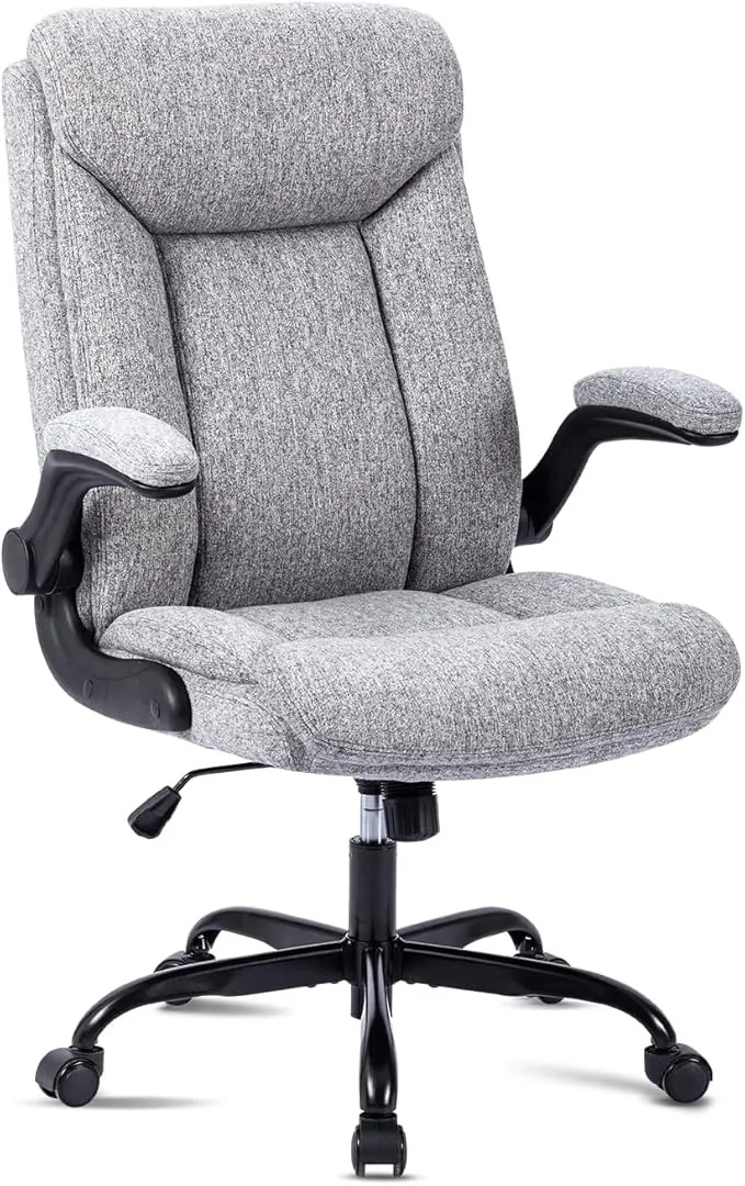 MZLEE Silla Oficina Tela, Silla de Oficina ergonómica para computadora Silla de Trabajo Giratoria con Reposabrazos Abatible, Altura Ajustable, cómoda para Juegos en la Oficina en el Hogar (Gris)