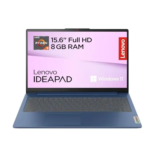 Lenovo IdeaPad Slim 3 Gen 8 - Ordenador Portátil 15.6" FHD (AMD Ryzen 3 30, Radeon 610M Graphics, 8 GB RAM, 512 GB SSD, USB-C, Wi-Fi 6, Windows 11 Home) Teclado QWERTY Español, Azul Abismo