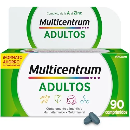 Multicentrum Adultos Y Adolescentes, Complemento Multivitamínico, Sin Gluten, 90 Comprimidos