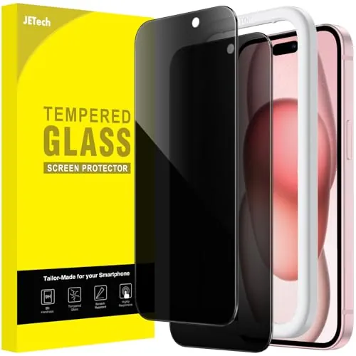 JETech Protector Pantalla Privacidad para iPhone 15, 2 Unidades