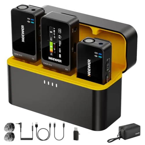 NEEWER CM26 MAX AI Micrófono Lavalier Inalámbrico para Móvil Cámara PC | Compatible con iPhone 18 Pro 18 Pro Max 17 16 15 Android, Mic Lav USB C, Control App, 2 Niveles Cancelación Ruido, 50h, 120m