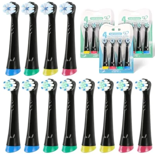 FIVAVA 12 cabezales compatibles con cepillo de dientes eléctrico Oral B iO, 4 cabezales duros y 8 suaves Sensitiv de repuesto para iO 2/3/4/5/6/7/8/9/10 My Way, cerdas DuPont