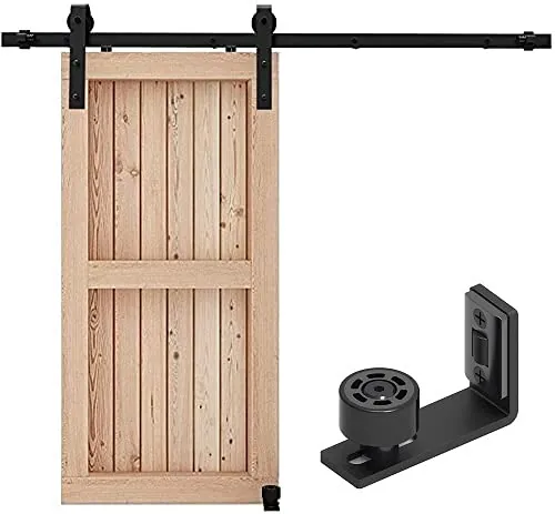 CCJH 5.6FT/1.73M Herraje para Puerta Corredera Kit de Accesorios para Puertas Correderas, Contiene Guía de suelo ajustable