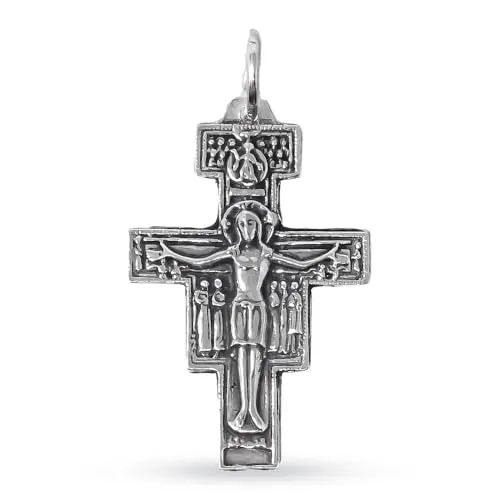 Inmaculada Romero IR Cruz Crucifijo Cristo San Damián en Plata de Ley 925m maciza de 38mm.