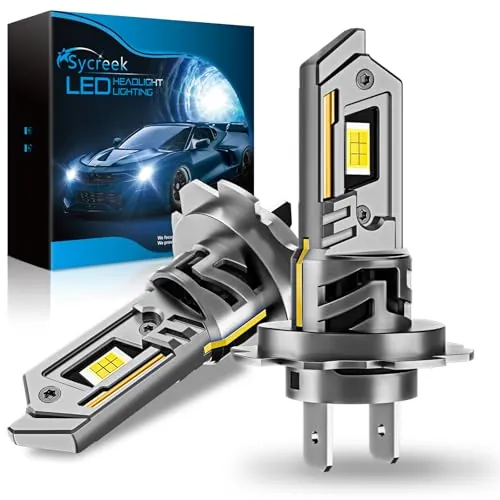 Sycreek Bombillas LED H7 35000LM, 8X Más Brillantes, 6500K Blanco Frío, Haz Enfocado, Enfriamiento Avanzado Silencioso, Instalación Plug-N-Play, Pack de 2