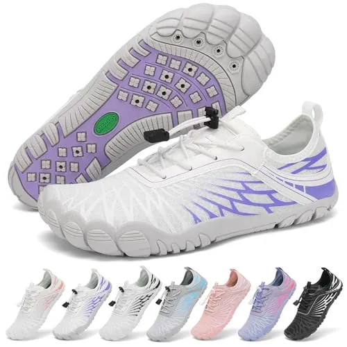SAGUARO Barefoot Zapatillas Mujer Escarpines de Agua Secado Rápido Zapatos Minimalistas Ligeras Calzado Descalzos con Puntera Ancha, Morado Claro, 38 EU