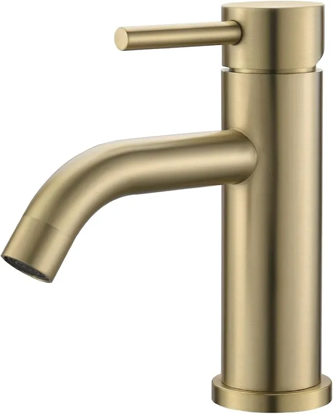 Ibergrif Grifo Lavabo Dorado, Mezclador Monomando Clásico para Baño, Agua Fría y Caliente, Acero Inoxidable, M11003Y