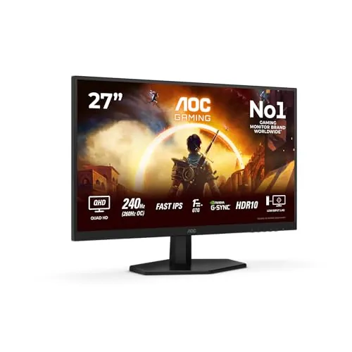 AOC Q27G42ZE Gaming Monitor 27 Pulgadas 260Hz Panel Fast IPS, 1ms GtG, HDR10, G-Sync Compatible, (2560x1440 HDMI 1x 2.0) Negro