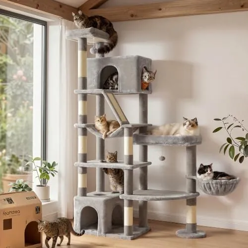 Feandrea Árbol para Gatos, Torre Rascador con Sisal y Felpa