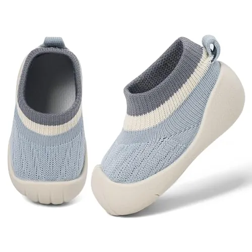 MK MATT KEELY Zapatos Primeros Pasos Bebé Niño Niña Zapatos de Calcetines Transpirable con Suela de Goma,Azul,6-12 Meses