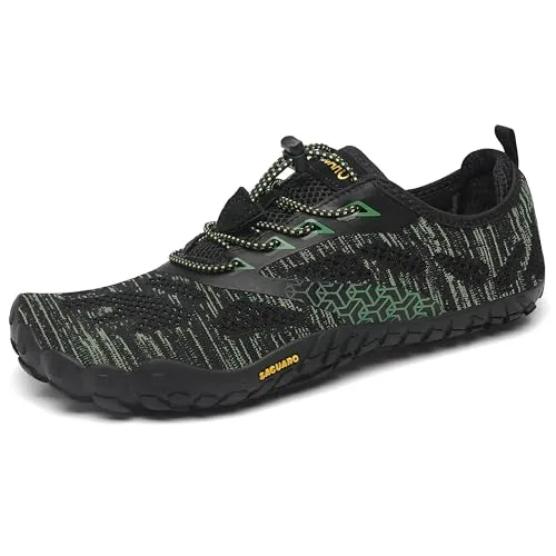 SAGUARO Barefoot Hombre Mujer Zapatillas de Trail Running Ligeras Cómodas Minimalistas Zapatos Descalzos, Verde A 41