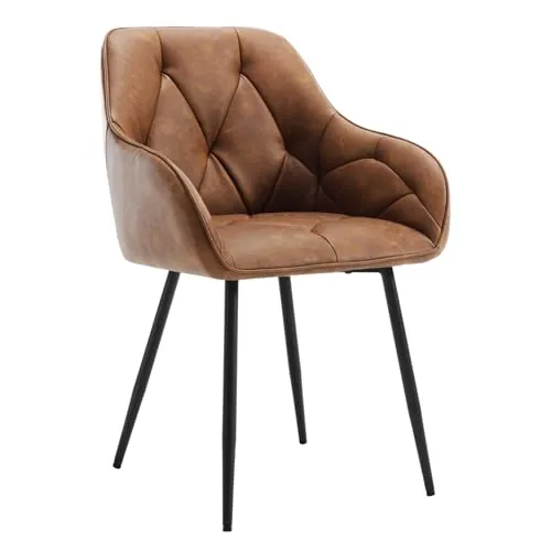 WOLTU Silla de Comedor,Cuero Sintético Vintage,Marrón
