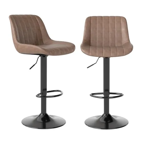 Youhauchair Taburetes Altos de Cocina Juego de 2, Marrón