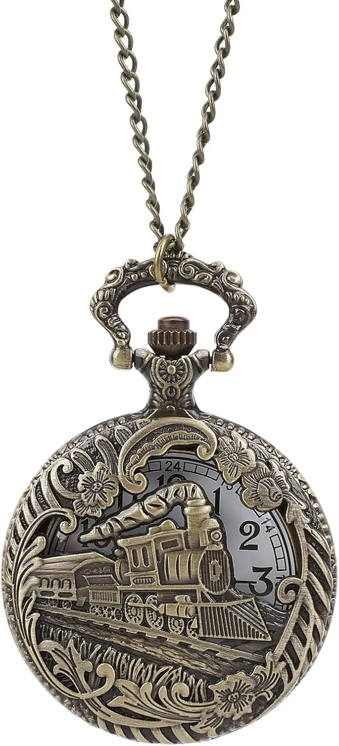 UKCOCO Reloj de Bolsillo Antiguo con Cadena para Hombres Y Mujeres - Estilo de Cadena al Azar