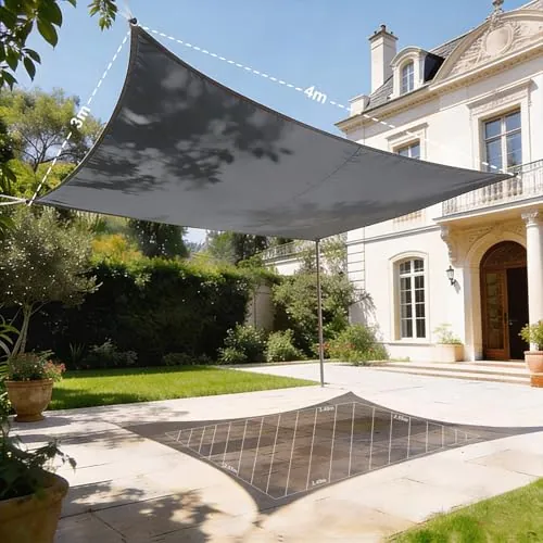 HAIKUS Toldo Vela de Sombra Impermeable Rectangular 3x4m Protección UV PES, Toldos para Patio Exterior Jardín Terraza - Gris