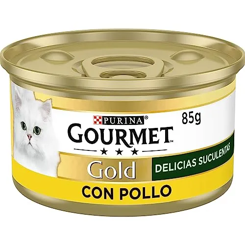 Purina Gourmet Gold Delicias Suculentas, Comida Húmeda para Gato con Pollo, 24 latas de 85g