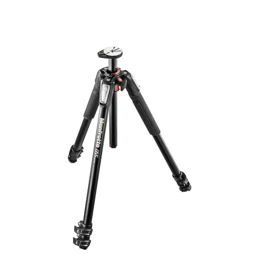 Manfrotto MT055XPRO3 Trípode de Aluminio de 3 Secciones con Diseño Ergonómico – Trípode Profesional para Cámaras Réflex, Compactas y sin Espejo, Color Negro