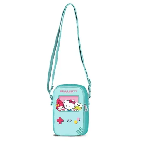 Hello Kitty Videogame-Bolso Bandolera Móvil Lite, Turquesa, 13 x 19 cm