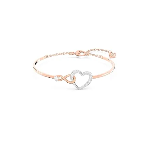 Swarovski Brazalete Swarovski Infinity, Infinity y corazón, Blanco, Combinación de acabados metálicos