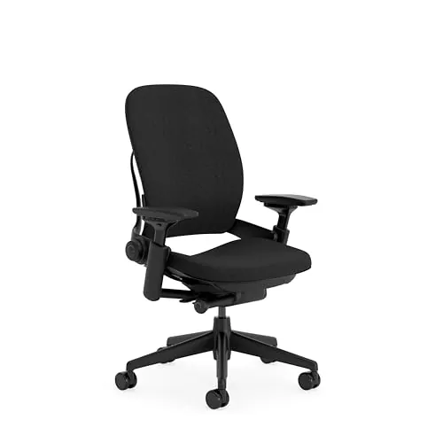 Steelcase Leap, silla de oficina ergonómica con sujeción lumbar regulable en altura y brazos regulables Ónix; Fabricado en Europa