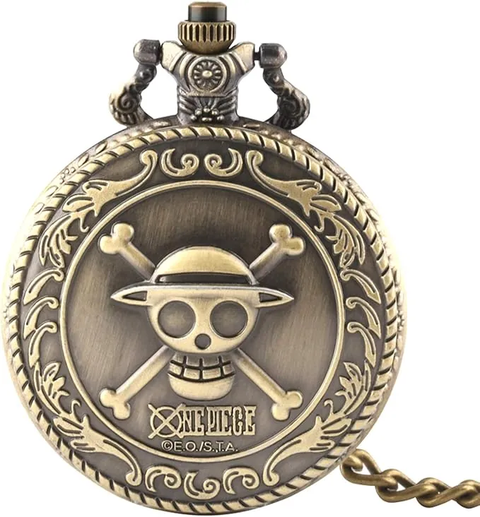 Reloj de bolsillo para hombre, diseño de calavera de cuarzo, con cadena de reloj de bolsillo, regalo para hombres