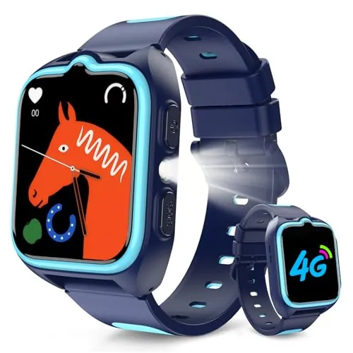 Baolubao Reloj Inteligente Niño 4G, Smartwatch Niños con GPS, Videollamadas, Chat de Voz, Ilamadas, Modo Escuela, SOS, 1.75" Smartwatch con Linterna, Funda de Silicona Suave, Batería Grande de 800 mAh
