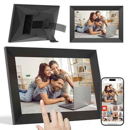 DIRU Marco de Fotos Digital WiFi 10.1" Táctil Full HD, 32 GB, Frameo App, Auto Rotación, Pantalla IPS, Reproduce Fotos y Videos