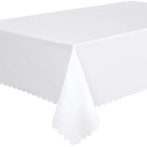 Home Direct Mantel de Color Liso, en poliéster, de fácil Mantenimiento, Rectangular, 140 x 240 cm Blanco
