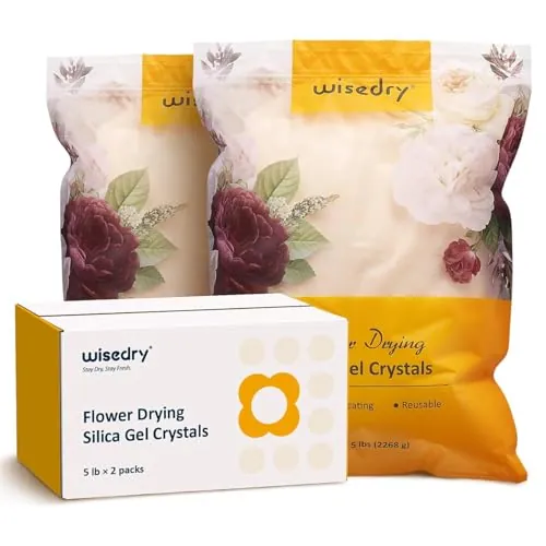 wisedry gel de silice para secar flores, gel silice secado flores reutilizable, cristales con indicador de color 4,54 kg(2 paquetes de 5 LBS)