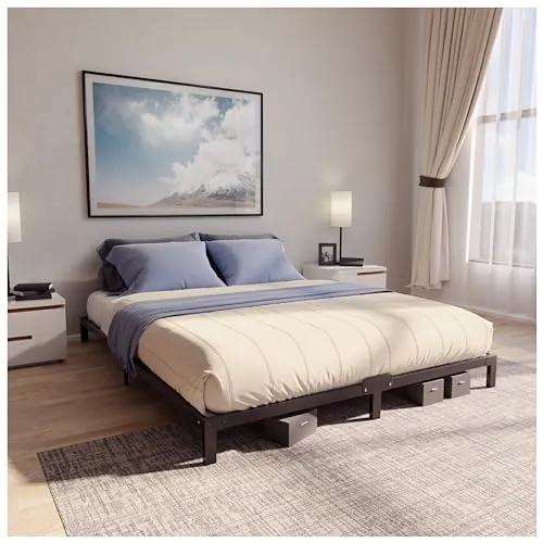 Dreamzie - Cama 160x200 de Metal Negro - Somier Altura 25cm