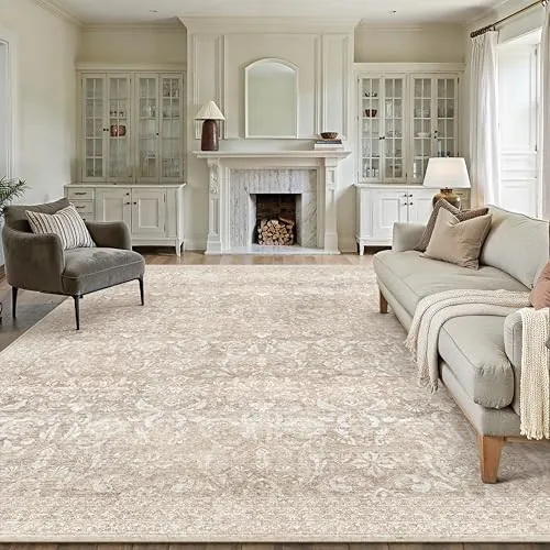 PureCozy Alfombra Salon 200x300cm Beige Lavables en Lavadora