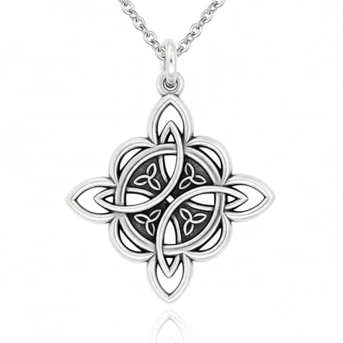 Collar Nudo de Bruja Original de 32mm en plata - Amuletos de la suerte y proteccion, capaz de crear y repeler hechizos - Con cadena de 45cm se envía en una caja de regalo