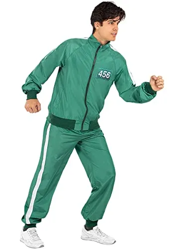 Funidelia | Chándal El Juego del Calamar nº 456 oficial para hombre y mujer - Squid Game - Disfraz para adultos y divertidos accesorios para Fiestas, Carnaval y Halloween - Talla L - XL - Verde