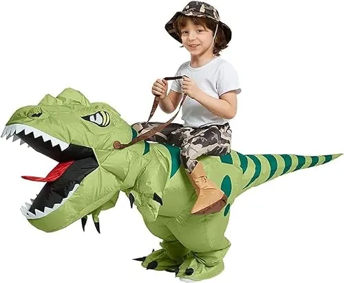 XAMOFAN Disfraz de dinosaurio inflable divertido Dino Traje de senderismo Vestido de Halloween para Fiestas Halloween Cumpleaños Cosplay Unisex (125-150 CM)