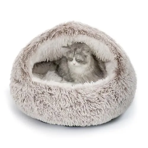 CATISM Cama Felpa para Gatos Perros Cama para Mascotas Redonda Lavable 50cm | Fondo Antideslizante Cama para Gatos Resistente Estrés Adecuada para Gatos, Perros Pequeños