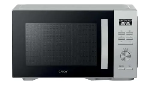 Candy CMGA31W8DLS Microondas con Grill, 31L, 900W-1500W, 5 Niveles de Potencia, 8 automenús, Bloqueo Infantil, Plato 31,5CM, Display Digital, Descongelación, Apertura Izquierda, Inox