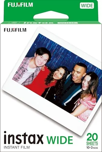 INSTAX Wide ISO 800 Película Instantánea con Borde Blanco, 2 Cargas de 10 Fotos, 20 Disparos