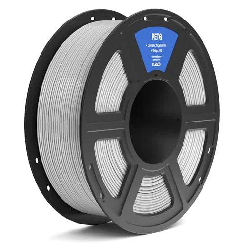 ELEGOO Filamento PETG 1.75 1KG Gris, Filamento PETG para Impresora 3D, Precisión Dimensional +/- 0.02mm, Carrete Filamento 3D, para Mayoría Impresoras 3D