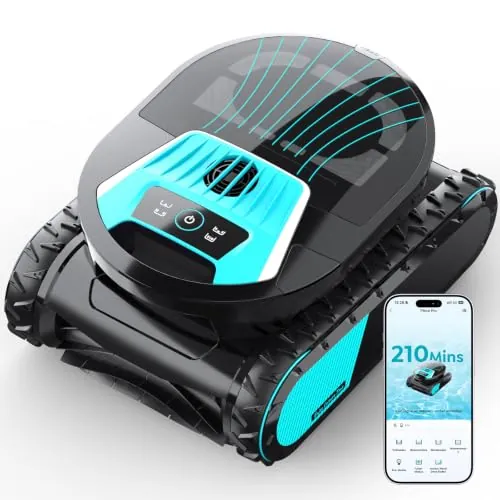 BRINBO Pleco Pro Robot Piscina Limpiafondos y Paredes, Autonomía 210 min, Doble Filtración, 7 Modos, Control por App, Robot Limpiafondos Piscina para Piscinas hasta 200㎡, Negro
