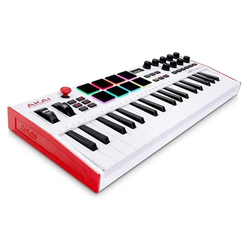 Akai Professional MPK Mini Plus Teclado Controlador MIDI USB, Blanco