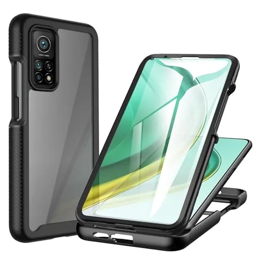 CENHUFO Funda Xiaomi Mi 10T 5G / 10T Pro 5G, 360 Grados Antigolpes con Protector de Pantalla Integrado Robusta Doble Cara Case Transparente Capa Carcasa para Xiaomi Mi 10T 5G / 10T Pro 5G - Negro