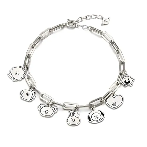 AYVRUOP Pulsera B_T_S Ajustable,Pulsera joyería acero inoxidable,Bonita forma de dibujo animado,SYLALE B_T_S Fan Merchandise B_T_S Merch Gifts