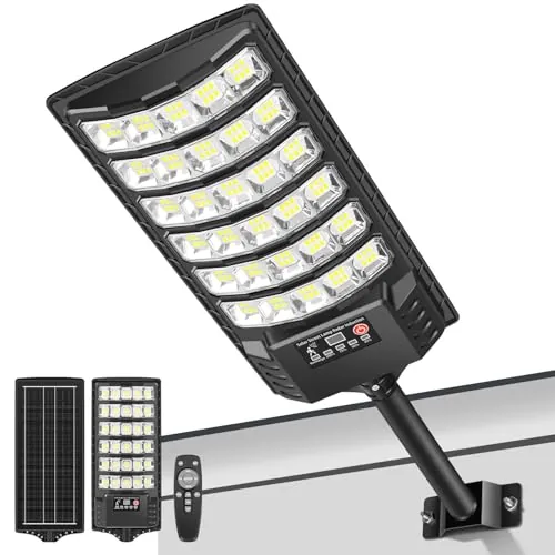 LEKIA Farola Solares Exterior, Potente 1000W 7000K Luz Solar Exterior con Sensor Movimiento y Mando Distancia, Focos LED Solar Impermeable Luces Solares para Jardín, Calle (1 Paquetes)