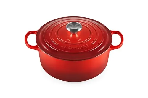 Le Creuset Cocotte redonda de hierro fundido, 26 cm, 5, 3 L, Todas Las Fuentes de Calor incluso inducción, Cereza, 21177260602430