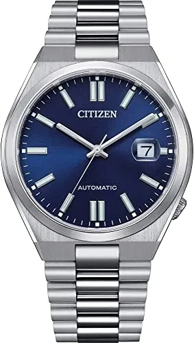 Citizen Reloj Analógico para Hombres de Automático con Correa en Acero Inoxidable NJ0150-81L, Azul