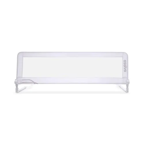 Asalvo Barrera de Cama 2 en 1 de 150 cm para Niño - Abatible con Correas Ajustables + Apta para Cama Nido + Instalación Fácil y Lavado Sencillo - Protección Segura y Estable - Blanco