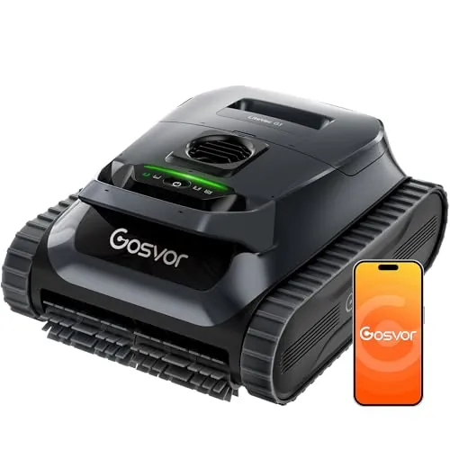 Gosvor LiteVac G1 Robot Limpiafondos Piscina,7kg,200min Autonomía,Doble Filtración,Control de la App,200m²,Gris