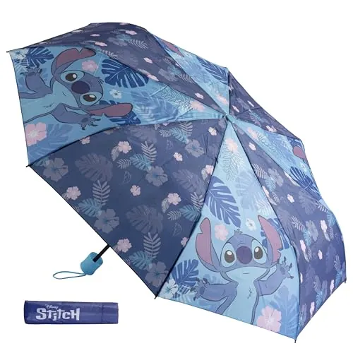 Undercover - paraguas plegable Disney Stitch - paraguas de bolsillo con funda protectora - 94 cm de diámetro - ligero e ideal para las manos de los niños