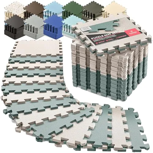 Esterilla Fitness Puzzle para Suelos de Gimnasio | Set de Protección Goma Espuma Losas Caucho para Máquinas de Deporte, Alfombrilla Protector Expandible Tatami Tapiz Alfombra Colchonetas Pesas Gym