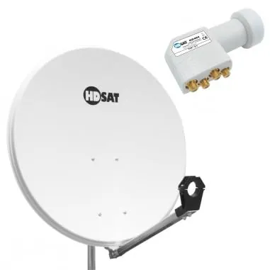 GOLDEN MEDIA Pack Antena parabólica Acero 80 cm + LNB Quad Universal 0,1dB Compatible Canal
